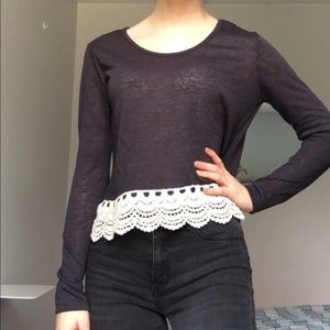 Grey long sleeve with lace detailing